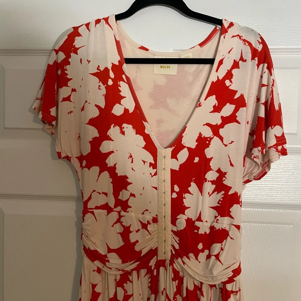 Anthropologie Maeve Orange and White Floral Dress - Picture 2 of 5